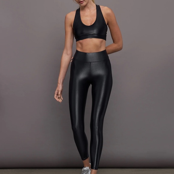 NWT: Carbon38 black shiny leggings - Picture 2 of 4